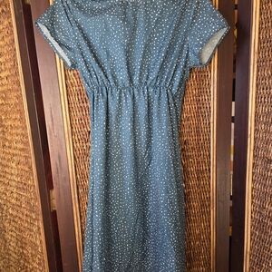 Elegant Blue Polka Dot Dress